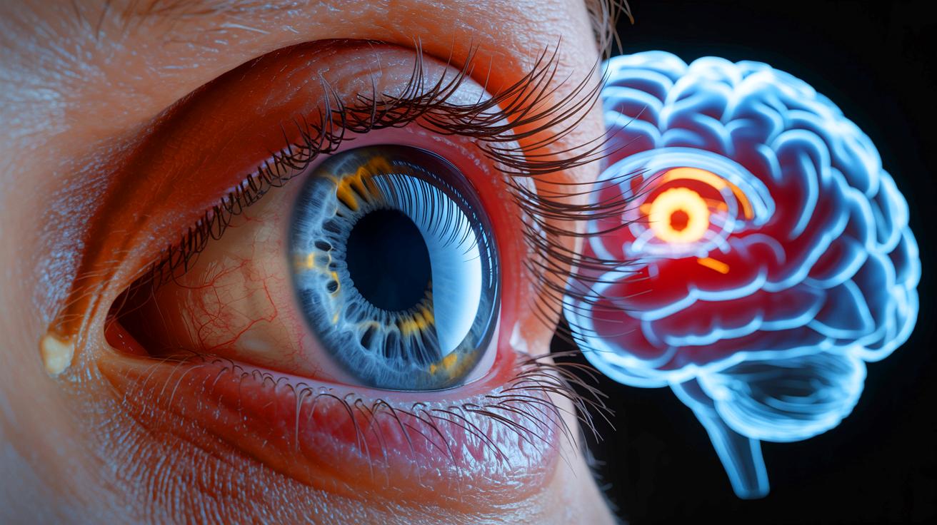"The Hidden Mystery: A Close-Up of the Human Eye Illuminated Dramatically, Revealing the Intricacies of Vision and the Brain's Unseen Magic."